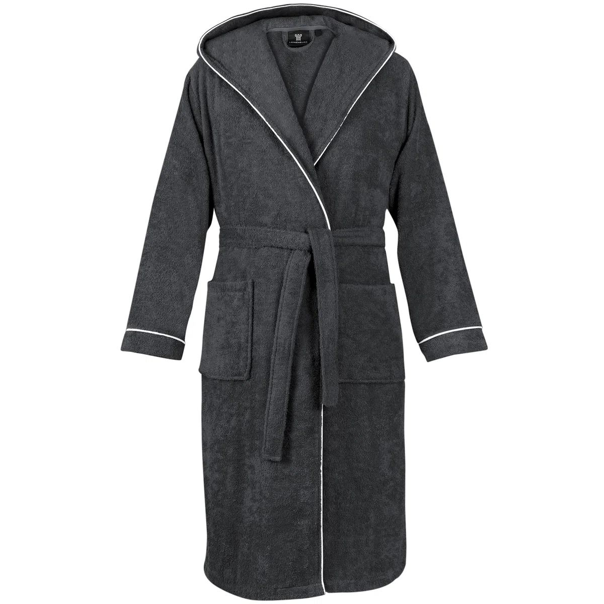 LAYNENBURG Bademantel Herren Frottee - Kapuze - Lang - 100% Baumwolle (360g/m2) - OEKO TEX Standard 100 - Größe M, L, XL, XXL, 3XL
