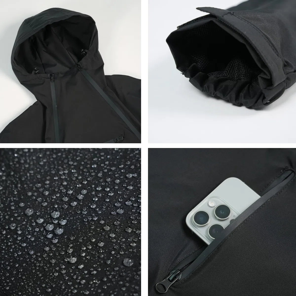 PUFFIT Regenjacken Damen Wasserabweisen Kapuzen Kurze Laufjacke Damen Atmungsaktiv Mit Zwei Reißverschlüssen
