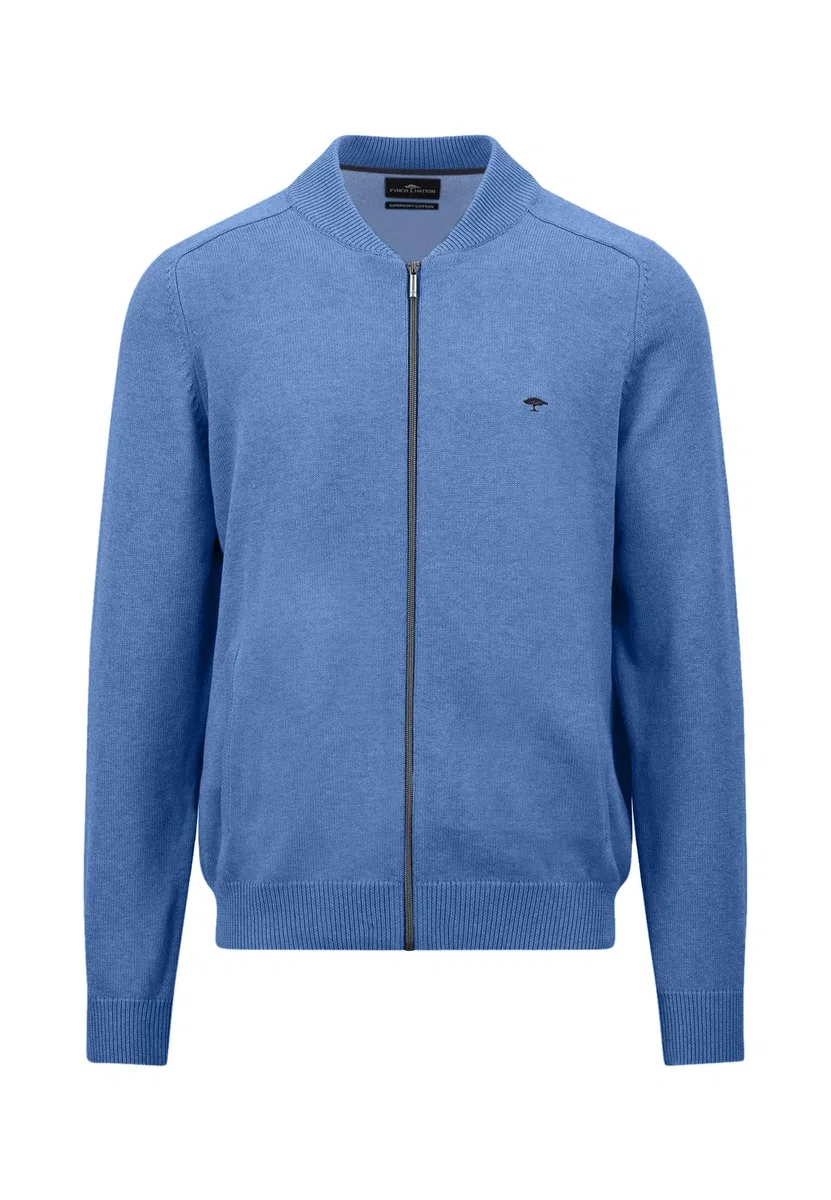 FYNCH-HATTON Strickjacke aus Baumwolle mit Reißverschluss und Stehkragen