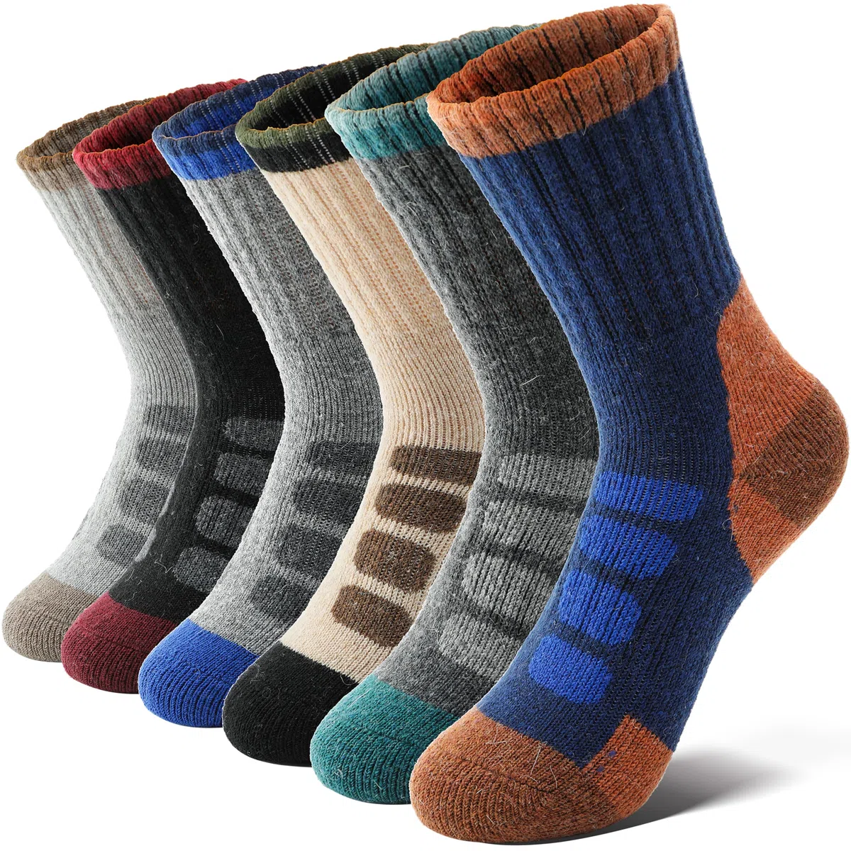 Kinder Kinder Merino Wandersocken Jungen Mädchen Wolle Socken Warme Sportsocken Dicke Thermosocken Trekking Wintersocken Socken Kinder Weihnachtssocken Geschenke 6 Paare(Überprüfen,12-15 Jahre)