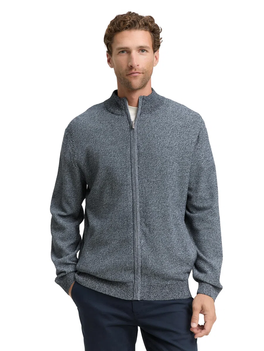 TOM TAILOR Herren 1047998 Strickjacke mit Stehkragen