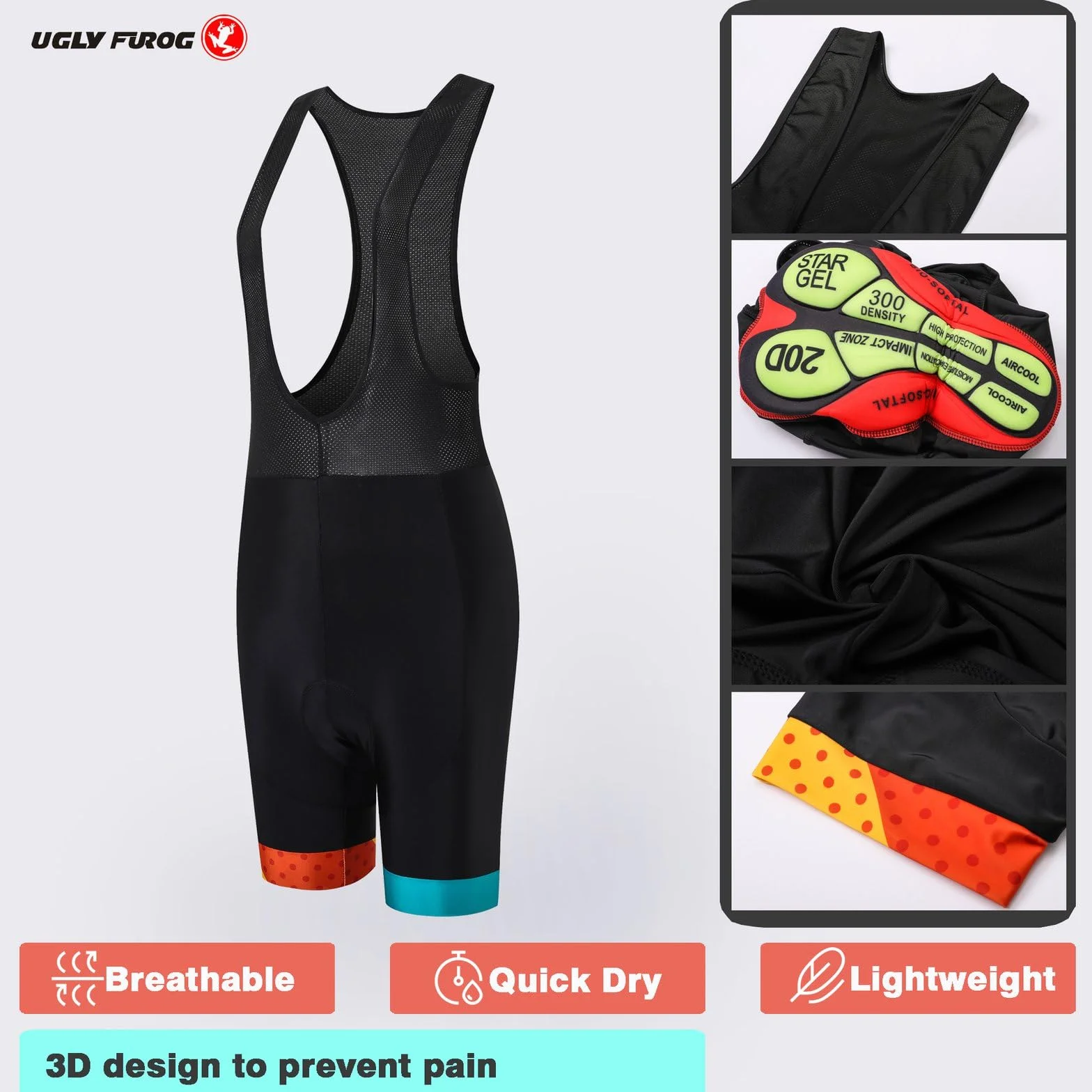 UGLY FROG Donne Manica Corta Jersey Abbigliamento Set, Ciclismo Camicia + Gel Imbottito Pantaloncini Ciclismo Equitazione Bike Sportswear