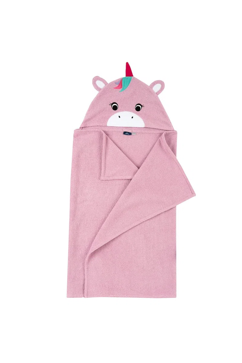 Chicco, Einhorn Bademantel aus Baumwolle mit Kapuze, Badetuch Mädchen, Rose, Einheitsgröße