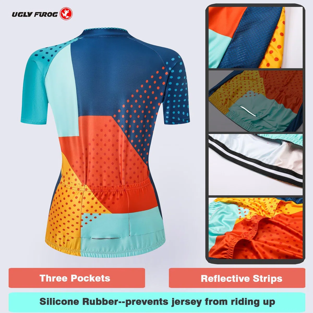 UGLY FROG Donne Manica Corta Jersey Abbigliamento Set, Ciclismo Camicia + Gel Imbottito Pantaloncini Ciclismo Equitazione Bike Sportswear