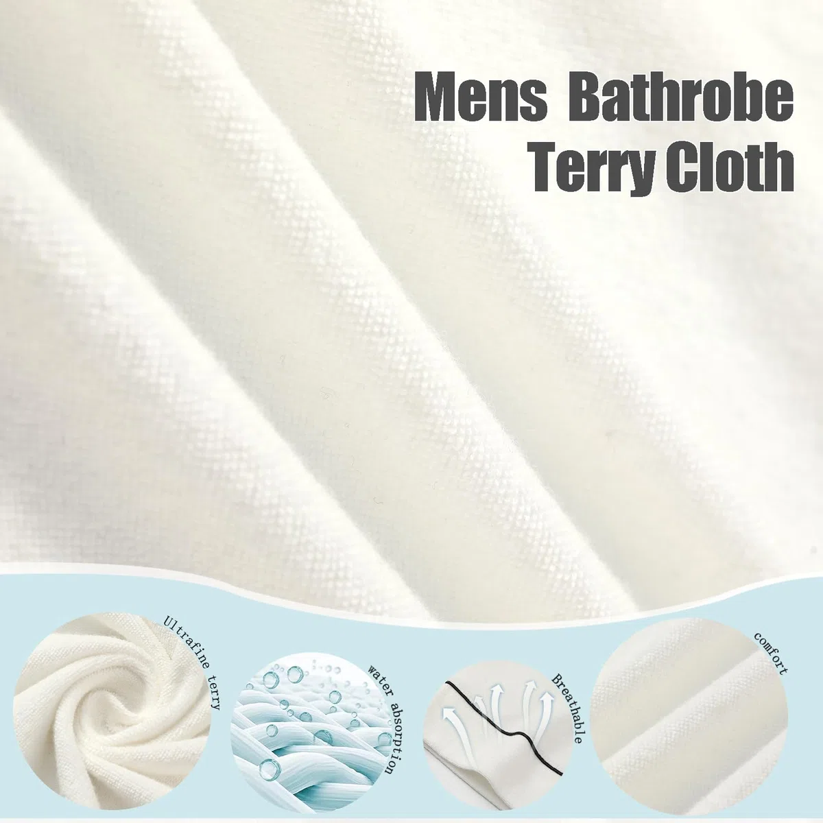 U2SKIIN Herren Bademantel Frottee 100% Baumwolle Sauna Bademantel weicher langer Bademäntel für Herren Kimono Morgenmantel Männer Nachtwäsche