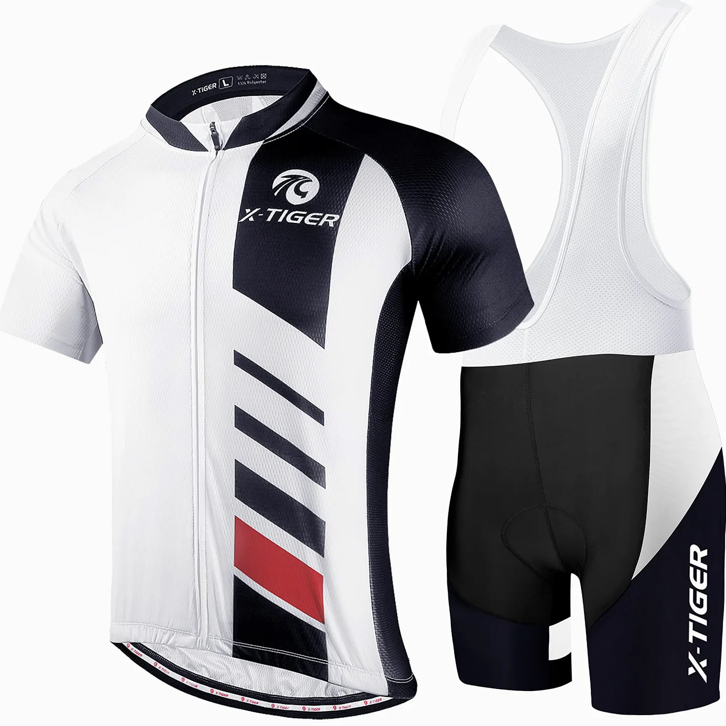 X-TIGER Herren Fahrradtrikot, kurzärmliges Set mit 5D-Gel-gepolsterten Shorts, Fahrradbekleidung Set für Mountainbikes