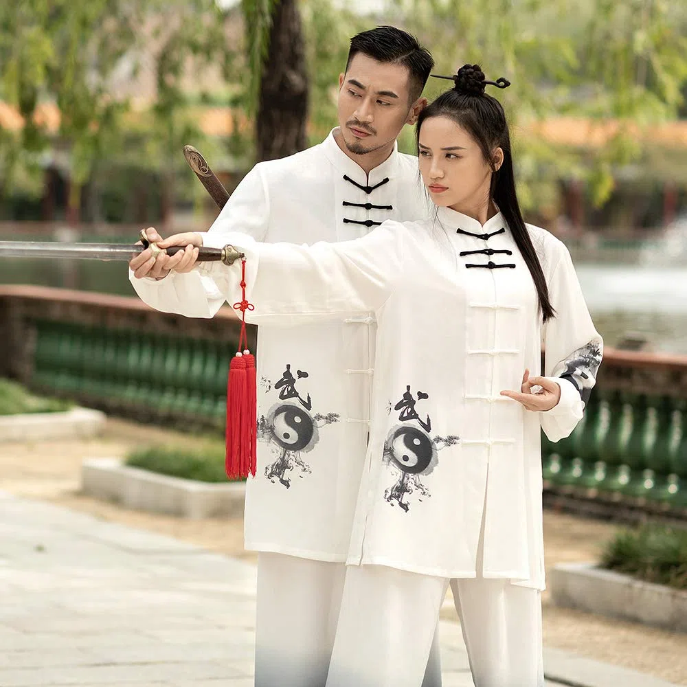 KSUA Unisex Kung Fu Kampfsport Uniform Seide Leinen Lange Ärmel Tai Chi Kleidung für Übungen Qi Gong Kung Fu Wung Chun