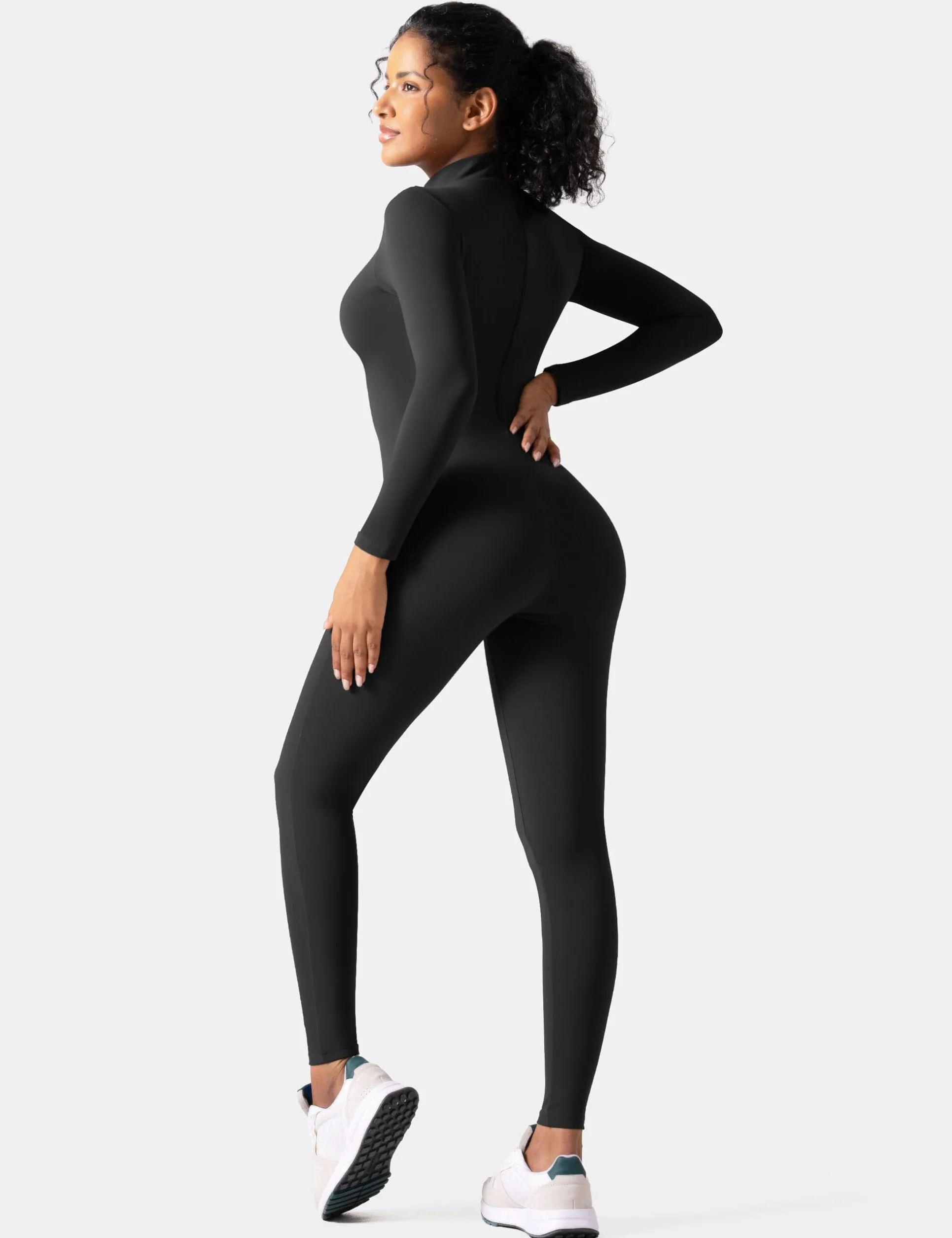 speerise Einteiler für Erwachsene, hoher Halsausschnitt, Reißverschluss, Ganzkörperanzug, Bodycon, Jumpsuit für Damen