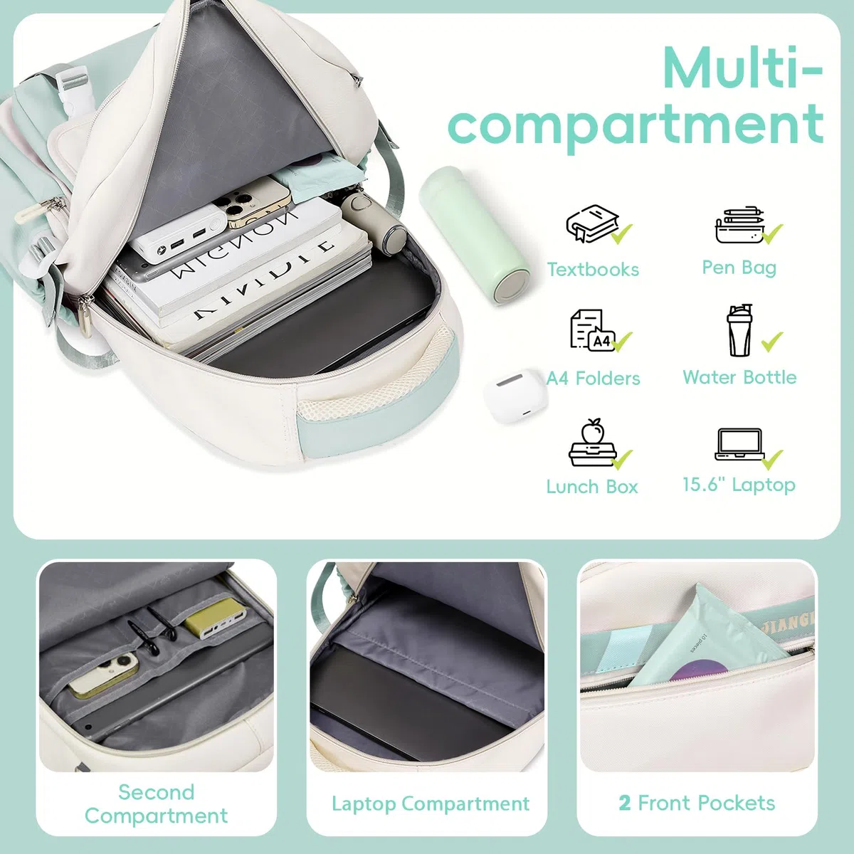 Tanou Schulrucksack Mädchen Rucksack für Teenager, Schultaschen-Set mit Studenten Umhängetasche und Federmäppchen, Kinder Schulranzen Casual Daypack School Bag for Girls