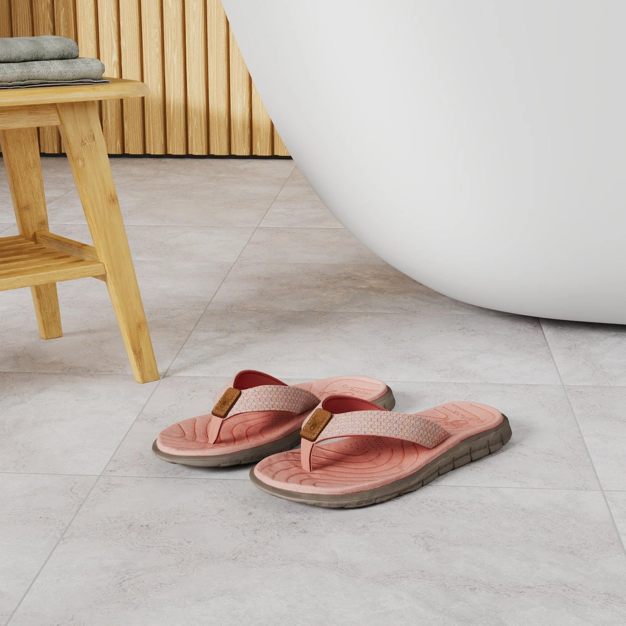 KuaiLu Flip Flops Damen Weich Leder Stoff Badelatschen Yoga Matte Fußbett Sandalen Sommer Strand Zehentrenner Rutschfest Badesandalen Frauen