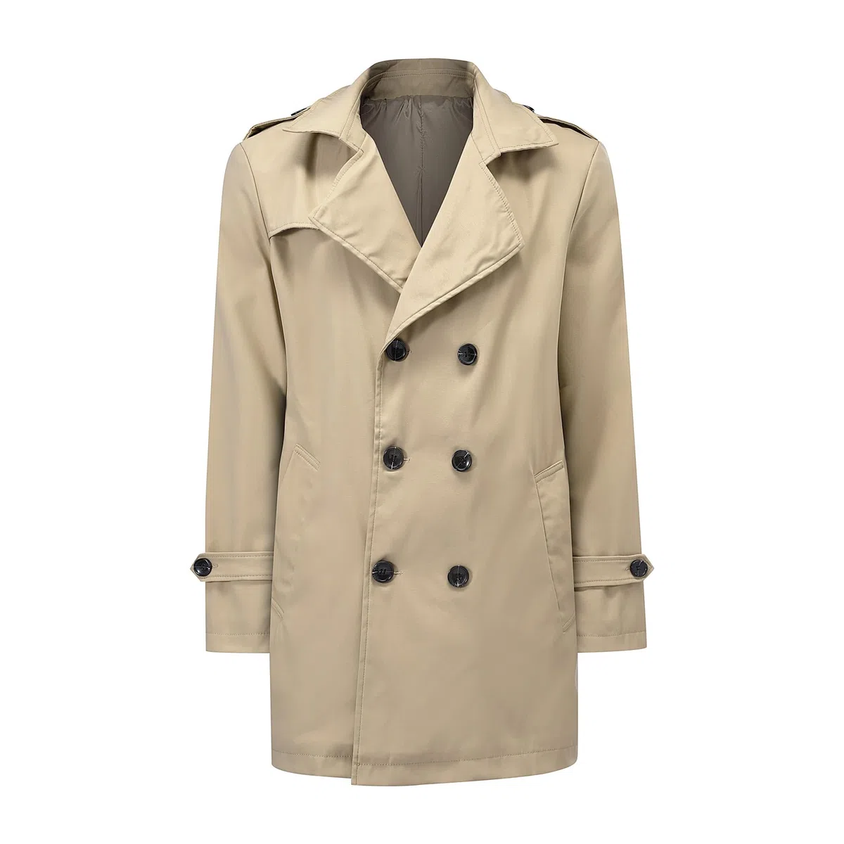Allthemen Herren Trenchcoat Zweireihig Mantel Herbst Jacke Business Casual Übergangsjacke Mittellang Coat Winddicht