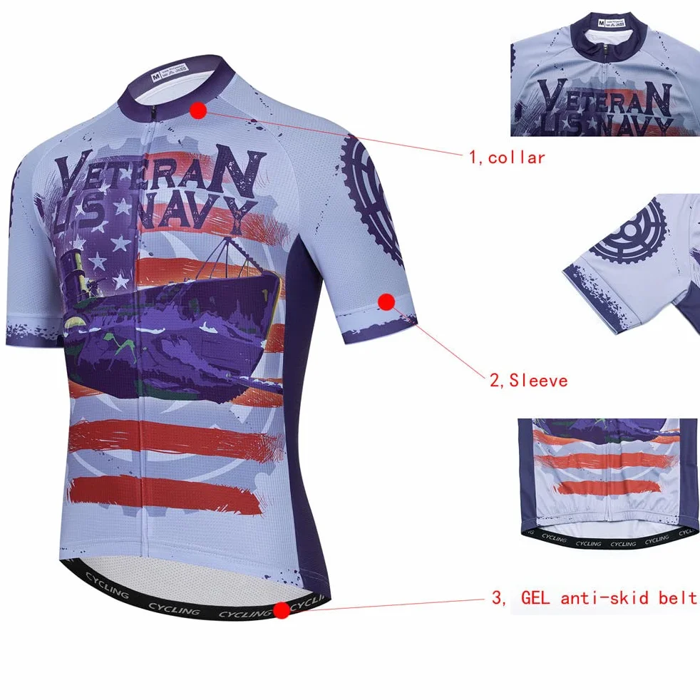 Radtrikot-Set für Herren, kurzärmeliges Hemd und 3D-Kissen-Shorts, gepolsterter Anzug, Bike-Top