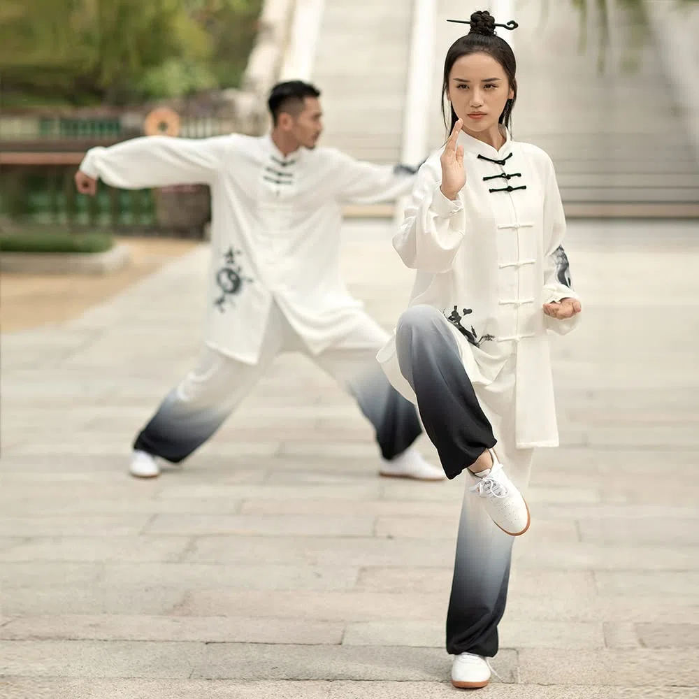 KSUA Unisex Kung Fu Kampfsport Uniform Seide Leinen Lange Ärmel Tai Chi Kleidung für Übungen Qi Gong Kung Fu Wung Chun