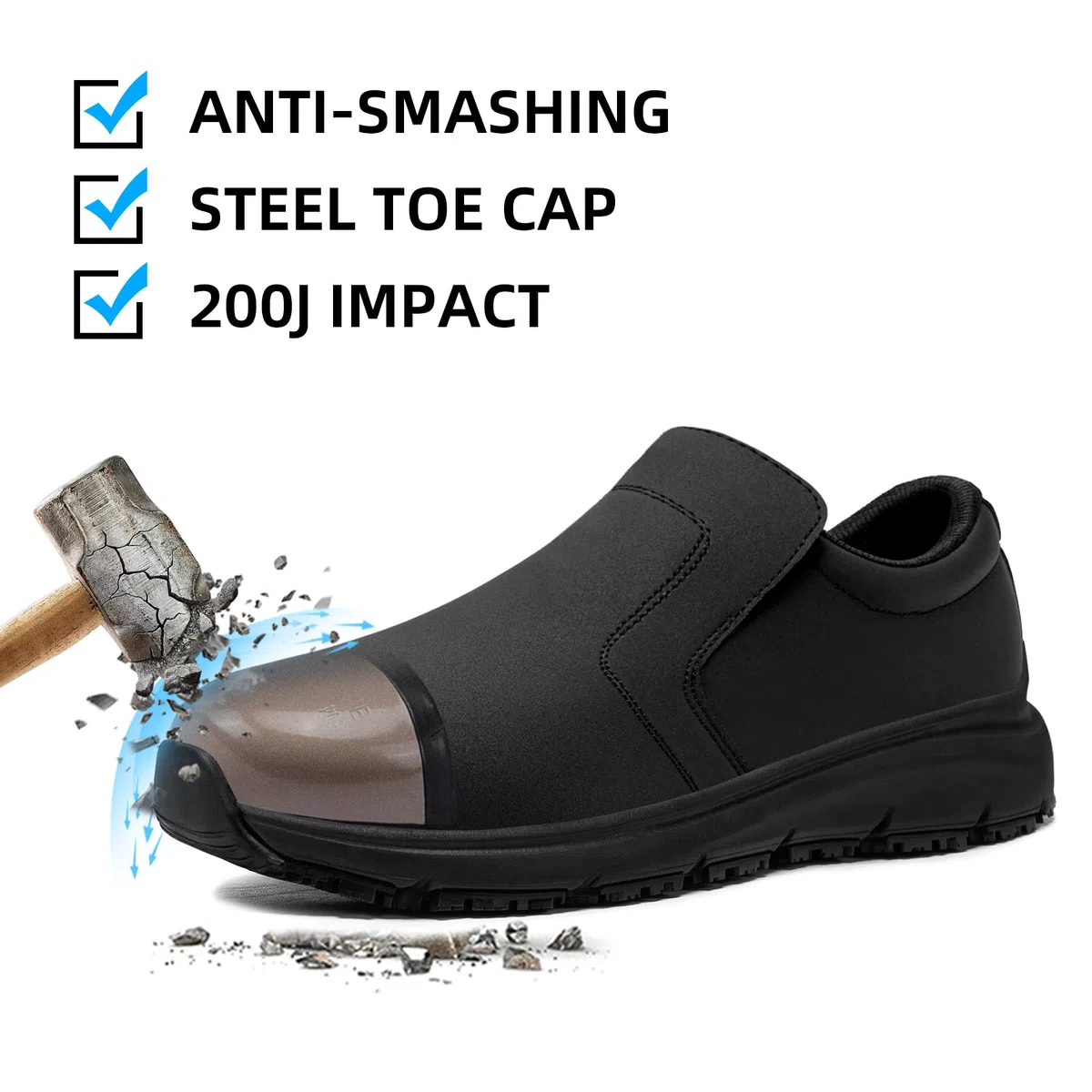 Sicherheitsschuhe Herren Damen rutschfeste Kochschuhe wasserdichte Arbeitsschuhe Küche Leicht SRC Bequemer Dämpfung Arbeitsschuh mit Stahlkappe