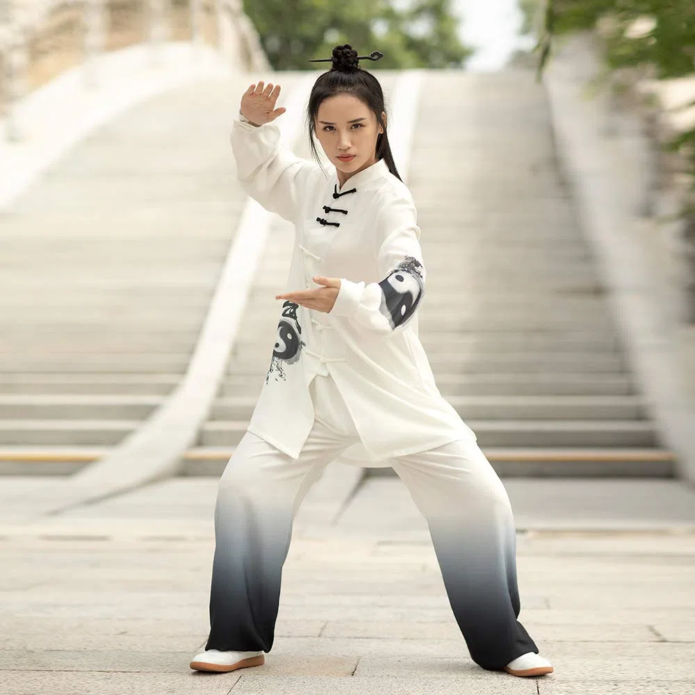 KSUA Unisex Kung Fu Kampfsport Uniform Seide Leinen Lange Ärmel Tai Chi Kleidung für Übungen Qi Gong Kung Fu Wung Chun