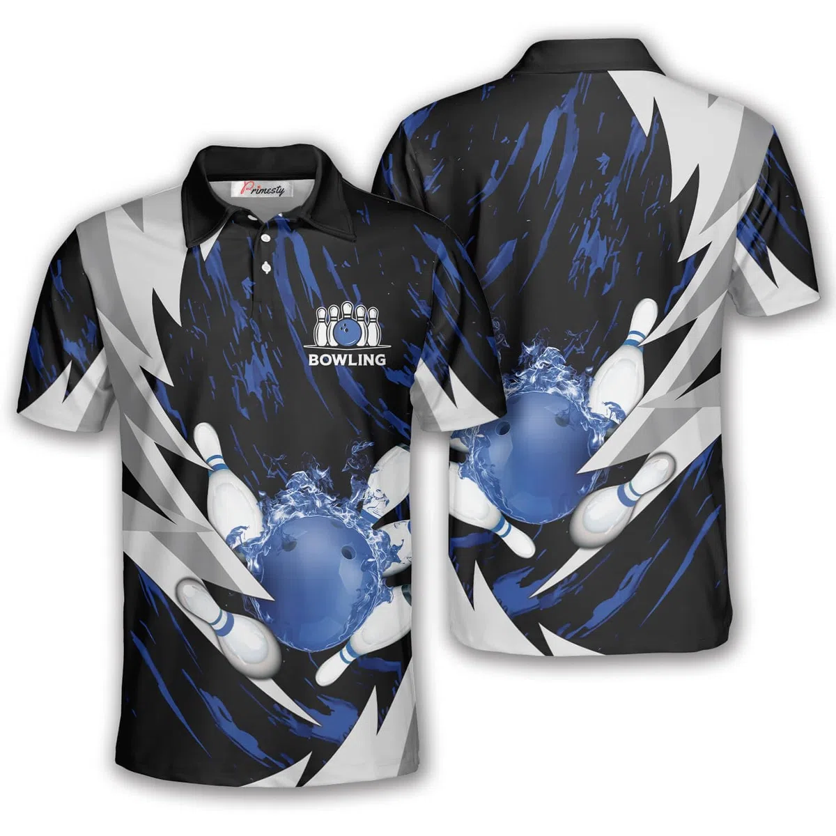 PRIMESTY Bowling-Shirts Geschenk für Bowling-Liebhaber, Bowling-Shirt für Männer und Frauen, Polo-Team, 3D-Unisex-Trikot, kurzärmelig, lustig