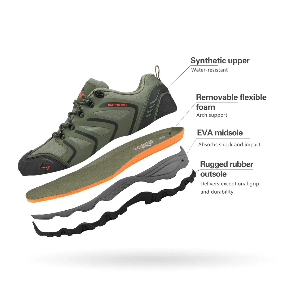 NORTIV 8 Herren wasserdichte Wanderschuhe Low Top Leichte Outdoor Trekking Camping Trail Wanderschuhe