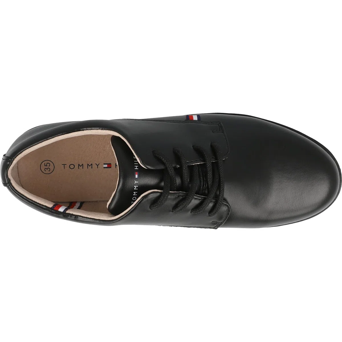 Tommy Hilfiger Lace-up Schuh mit glattem Finish, Samir, Schwarz, 35