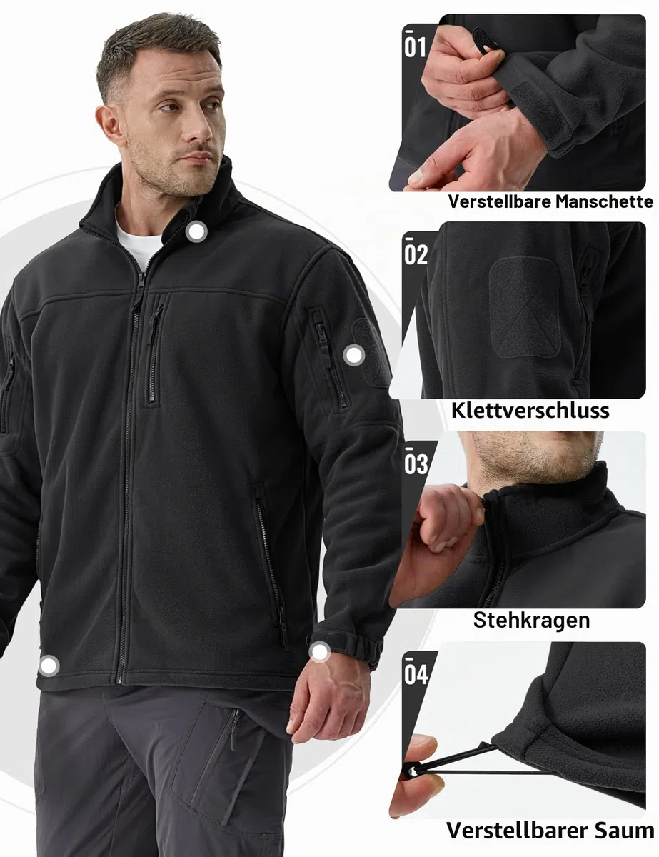 TACVASEN Herren Militär Outdoor Fleecejacke Warme Taktische Jacke Fleece Jacket