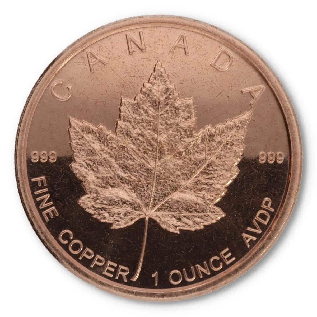 1 Unze .999 fein Kupfer Motiv "Maple Leaf" in original Lindler Münzkapsel