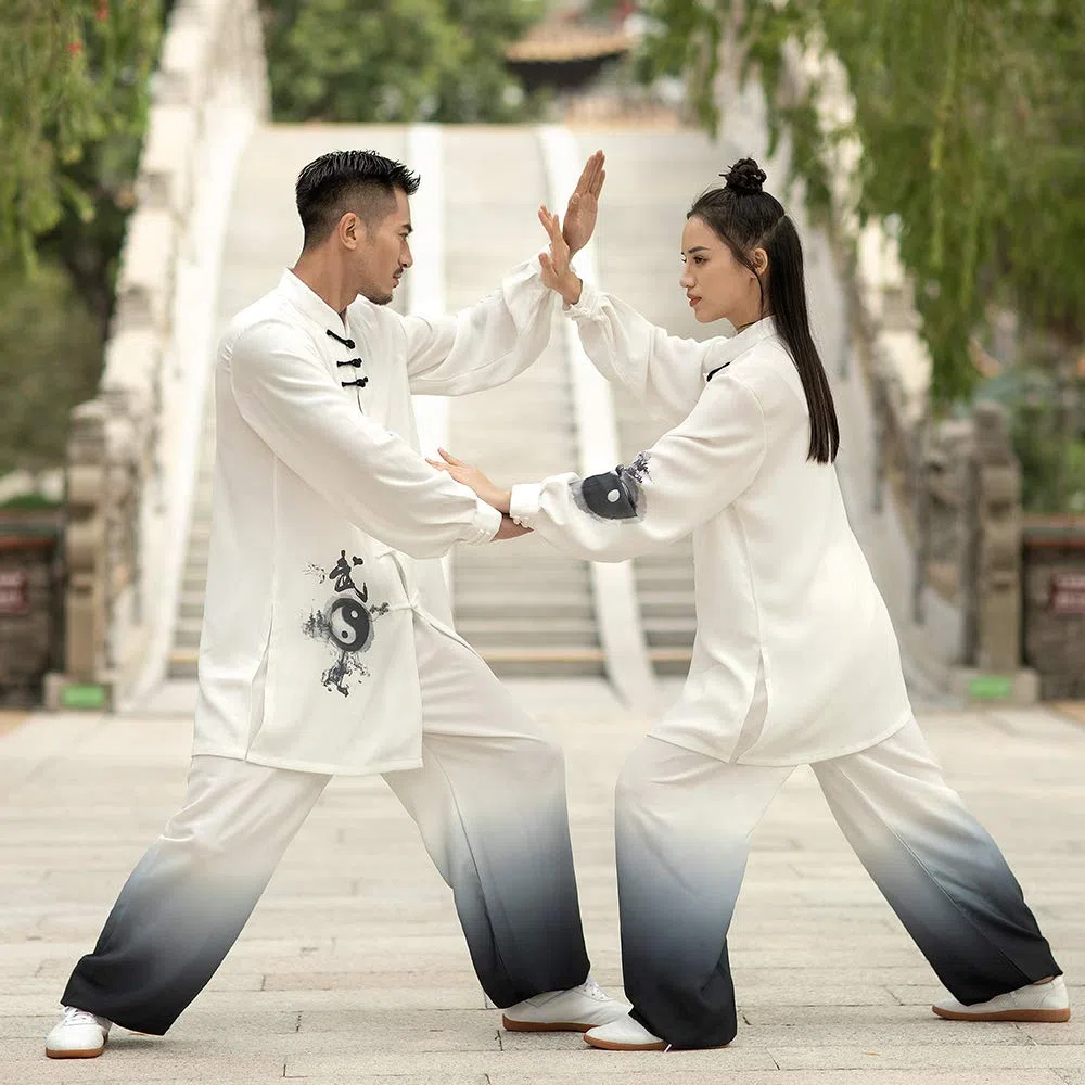 KSUA Unisex Kung Fu Kampfsport Uniform Seide Leinen Lange Ärmel Tai Chi Kleidung für Übungen Qi Gong Kung Fu Wung Chun