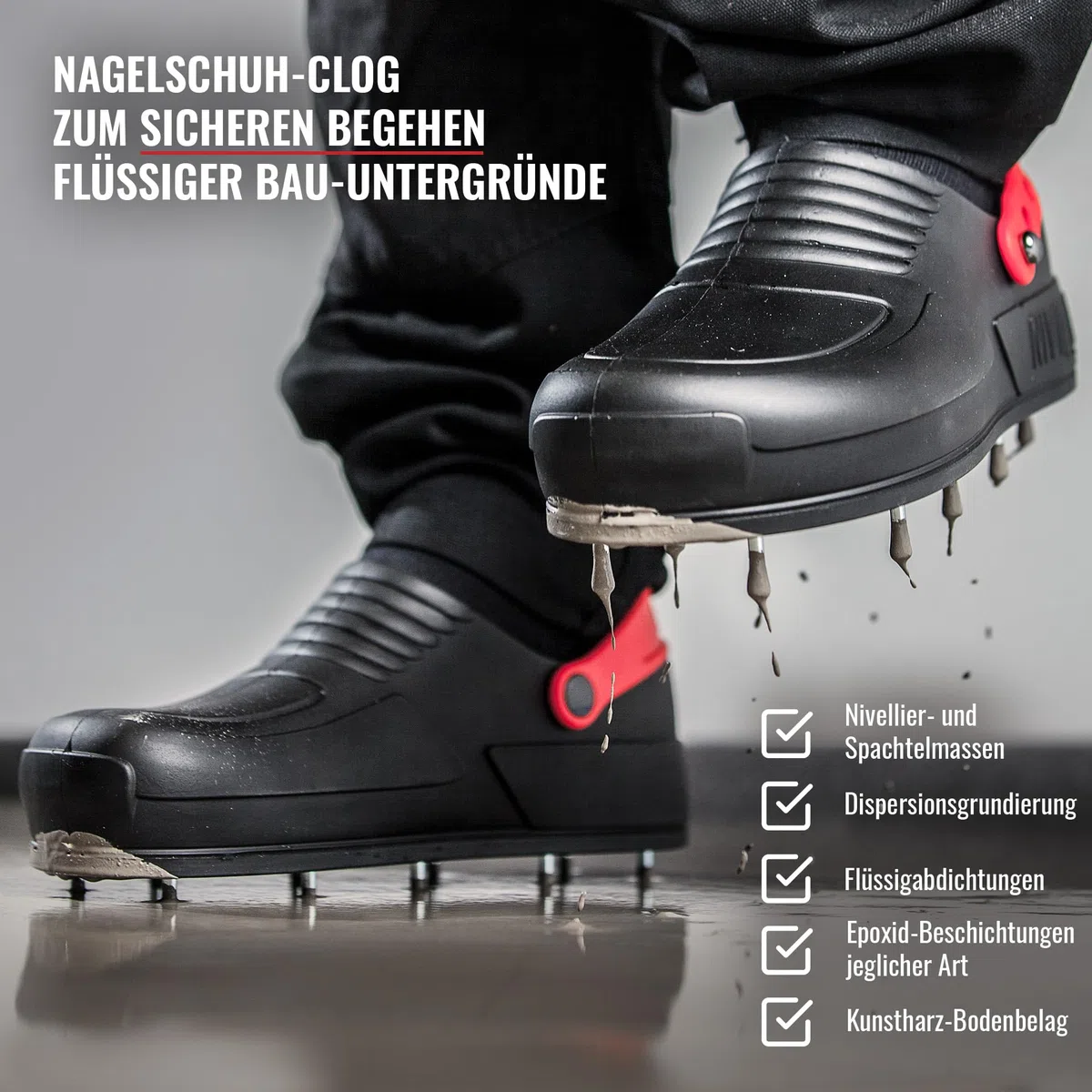 Work - Nagelshuh Clog zum Begehen Aller Epoxi, Nivellier- & Spachtelmassen, Grundierungen, Flüssigabdichtungen & Epoxi