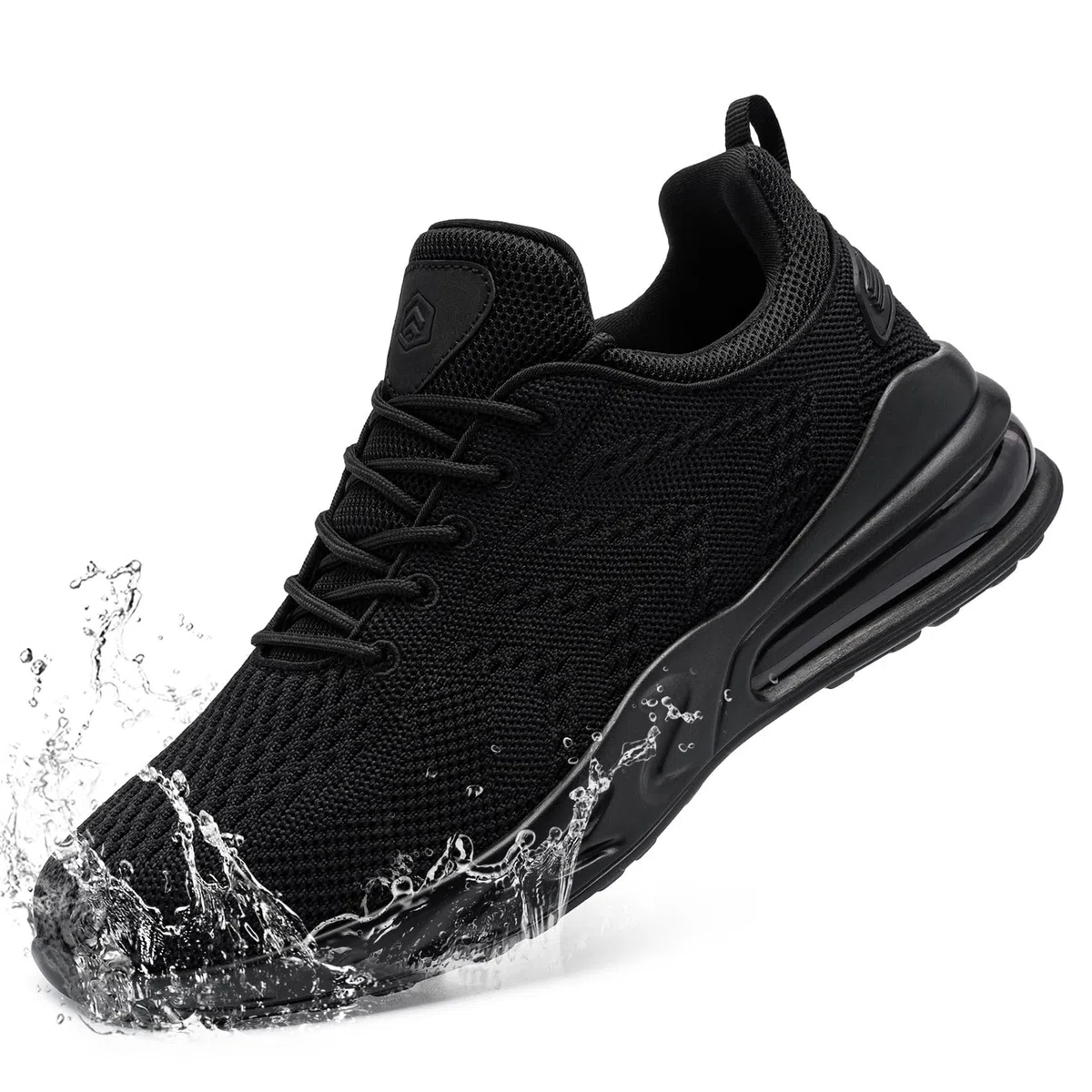 LARNMERN Wasserdicht Schuhe Laufschuhe Herren Sportschuhe Kochschuhe rutschfeste Turnschuhe Fashion Outdoor Casual Schuhe Fitness(Schwarz,47 EU Weit)