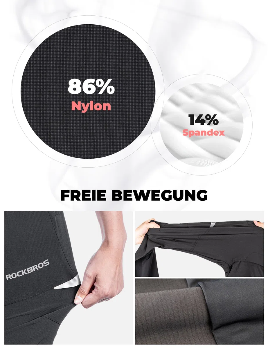 ROCKBROS Herren Fahrradhose Atmungsaktiv Lang Radlerhose Laufhose für Outdoor-Sports S-4XL Aktualisiert
