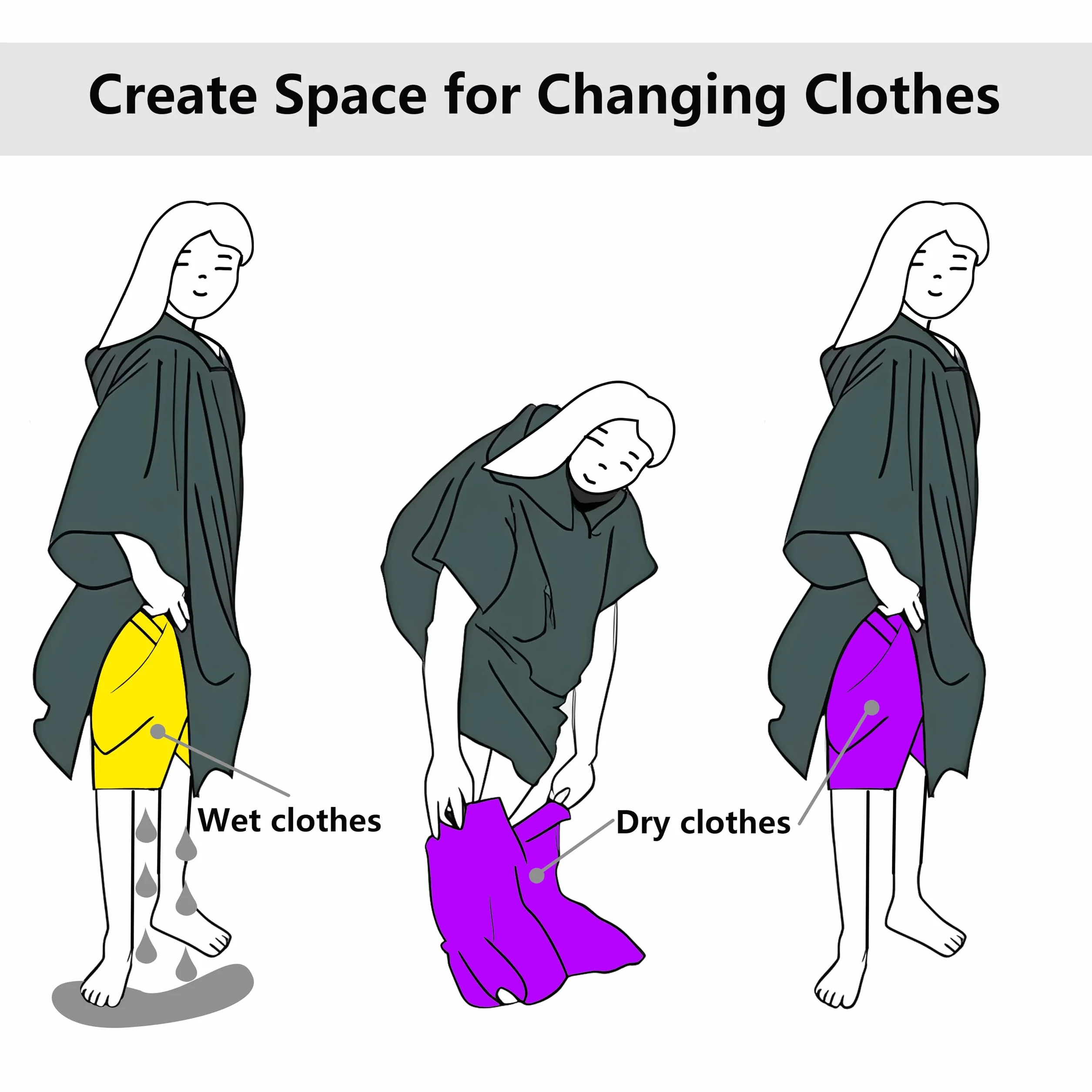 Kinderbademantel, Stoff,schnelltrocknend,Surf-Cape,Wickeltuch,Kapuzenpullover mit Taschen zum Schwimmen,Strand,Surfen,Tauchen,Baden zu Hause