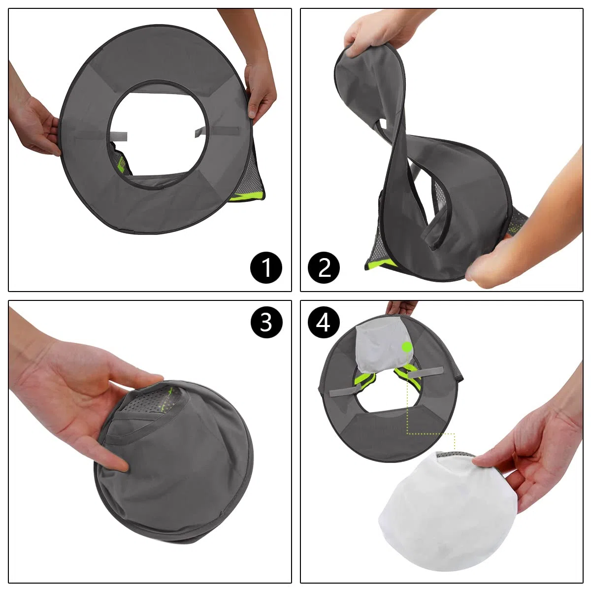 Sonnenschutz für harte Hüte, 4 Stück – Vollkrempe, Netzstoff, harter Hut, Sonnenschutz, Hals-Sonnenschutz mit reflektierenden Streifen, harter Hut, Sonnenblende für harte Hut-Accessoires (grau)