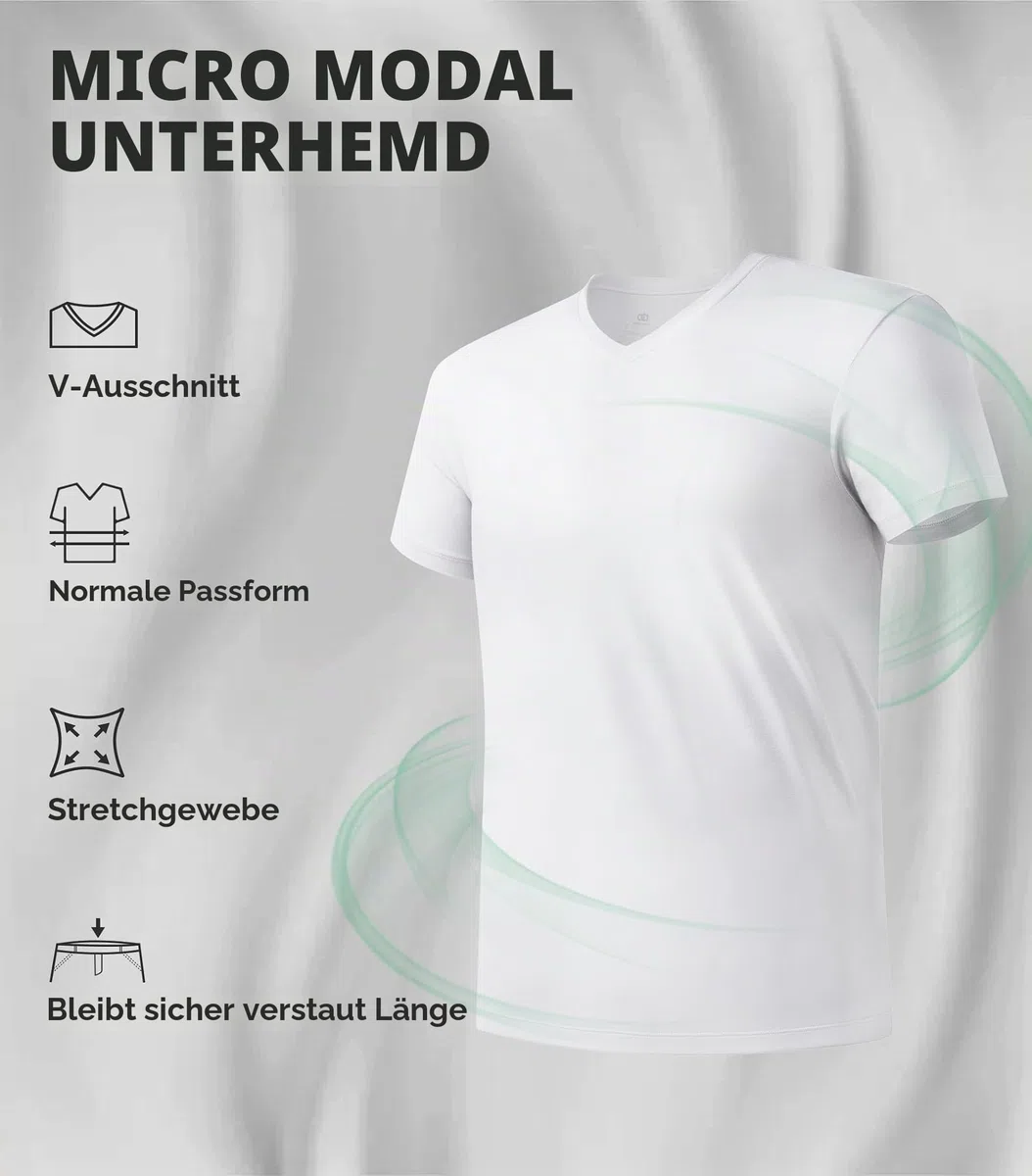 DAVID ARCHY Herren Unterhemden Business aus Micro Modal Tshirt Seidig Glatt Weich Kurzarm Atmungsaktiv Weste Unterhemd Männer 3er Pack