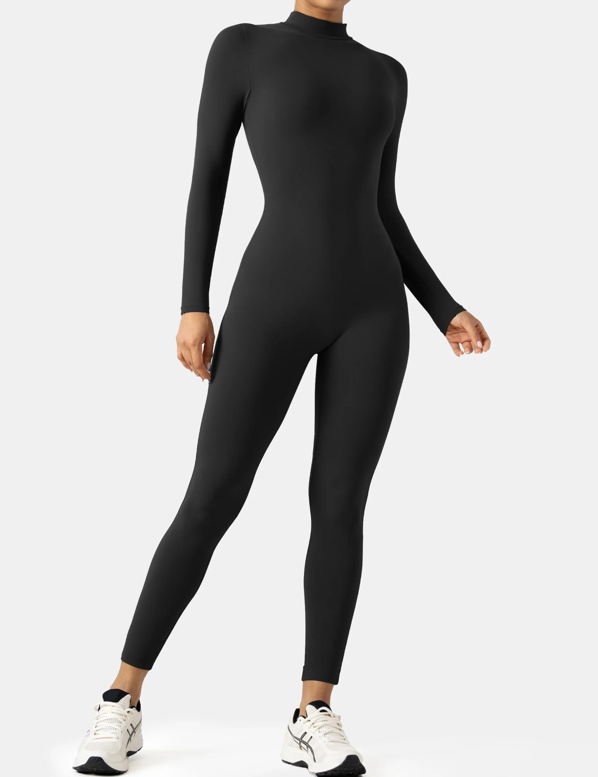 speerise Einteiler für Erwachsene, hoher Halsausschnitt, Reißverschluss, Ganzkörperanzug, Bodycon, Jumpsuit für Damen
