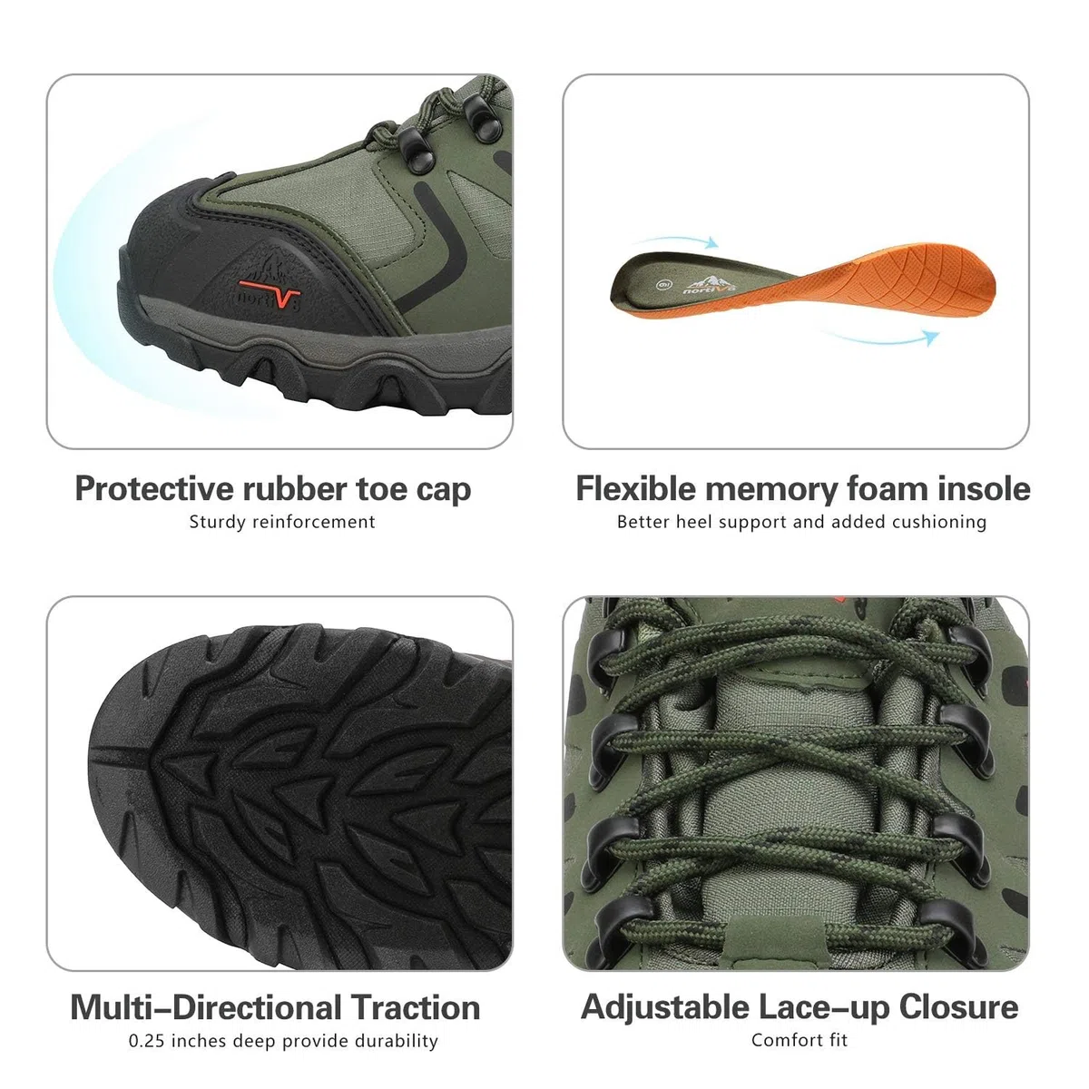 NORTIV 8 Herren wasserdichte Wanderschuhe Low Top Leichte Outdoor Trekking Camping Trail Wanderschuhe