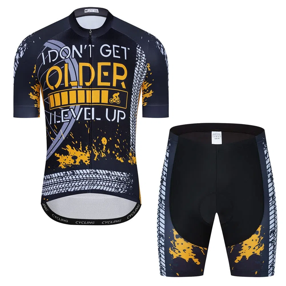 Radtrikot-Set für Herren, kurzärmeliges Hemd und 3D-Kissen-Shorts, gepolsterter Anzug, Bike-Top
