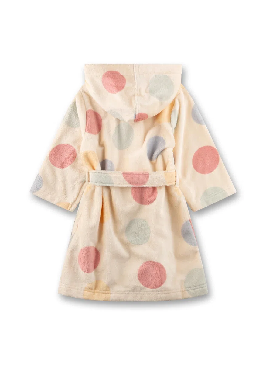 Sanetta Mädchen-Bademantel beige Dots | Hochwertiger und kuscheliger Bademantel aus Baumwolle.