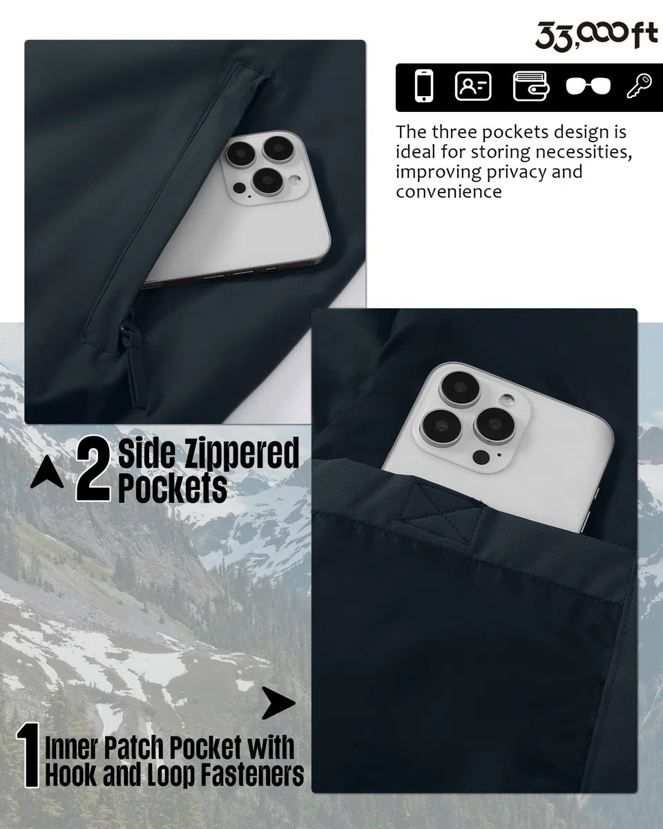 33,000ft Herren Dünne Bomberjacke Leicht Übergangsjacke Frühling Sommer Outdoor Jacke Lässig Sportjacke mit Reißverschluss