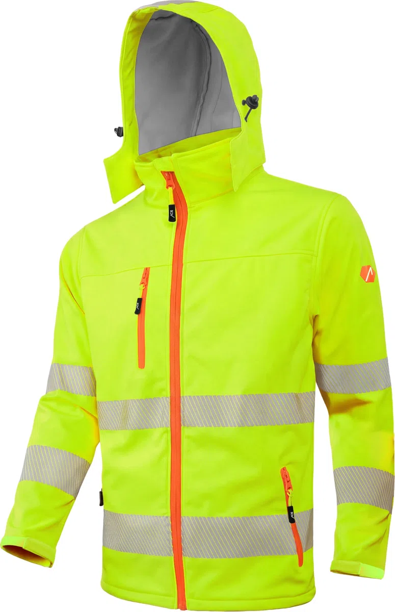 ACE Neon Lite Warnschutz-Jacke - Softshell-Warnjacke inkl. Reflektoren und abnehmbarer Kapuze - EN ISO 20471