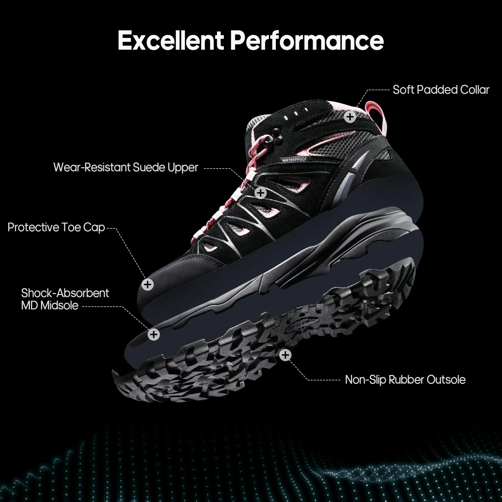 NORTIV 8 Adventurer Trekking-& Wanderhalbschuhe für Damen -Atmungsaktive Bequeme Damenstiefel