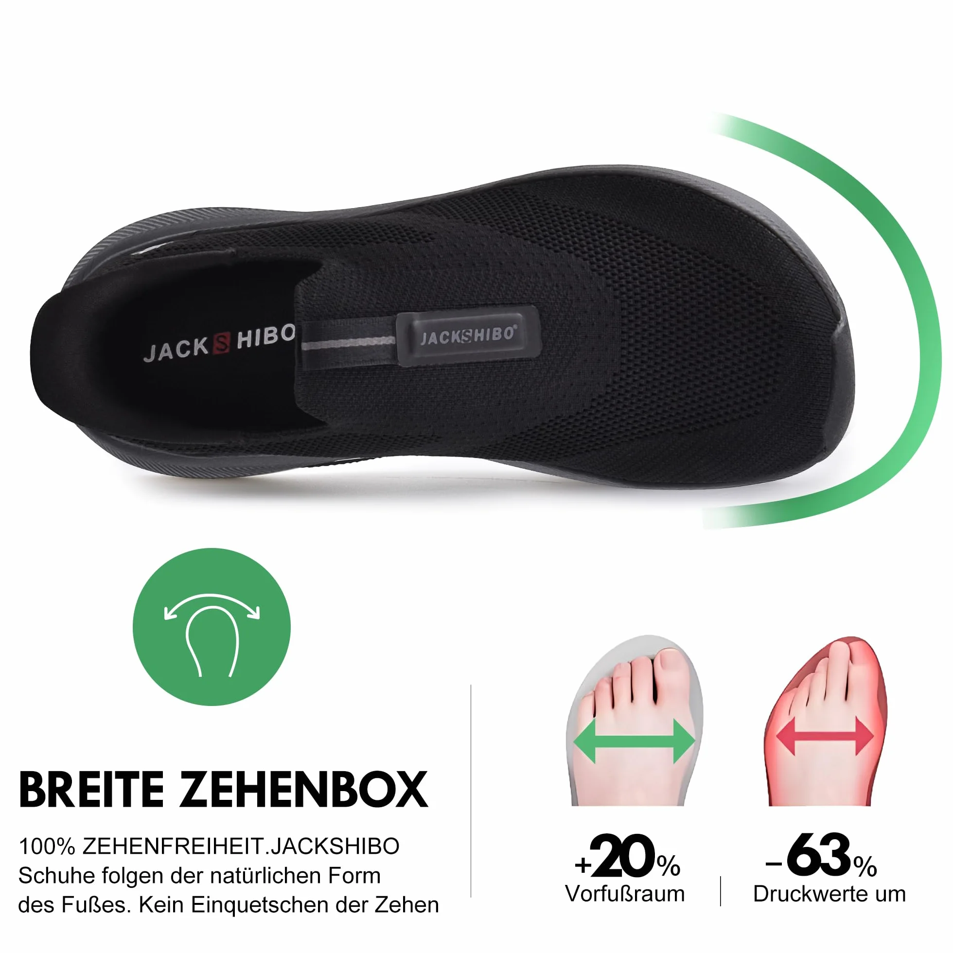 JACKSHIBO Hände frei Slip in Herren Schuhe Slip on Sneakers Fußbogenstütze Orthopädische Schuhe Memory Foam Walkingschuhe Mit Weite Zehenbox Nullabsatz Sohlen