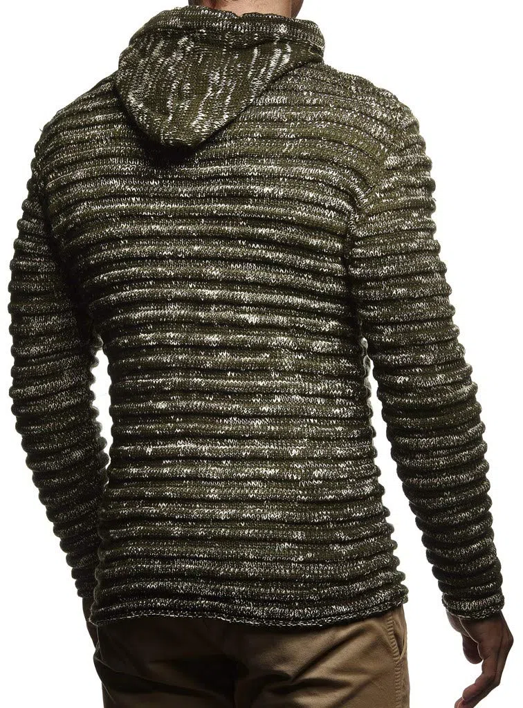 Leif Nelson Strickjacke Herren mit Kapuze & Reissverschluss - Strick Sweatjacke Männer Cardigan für Winter Baumwolle