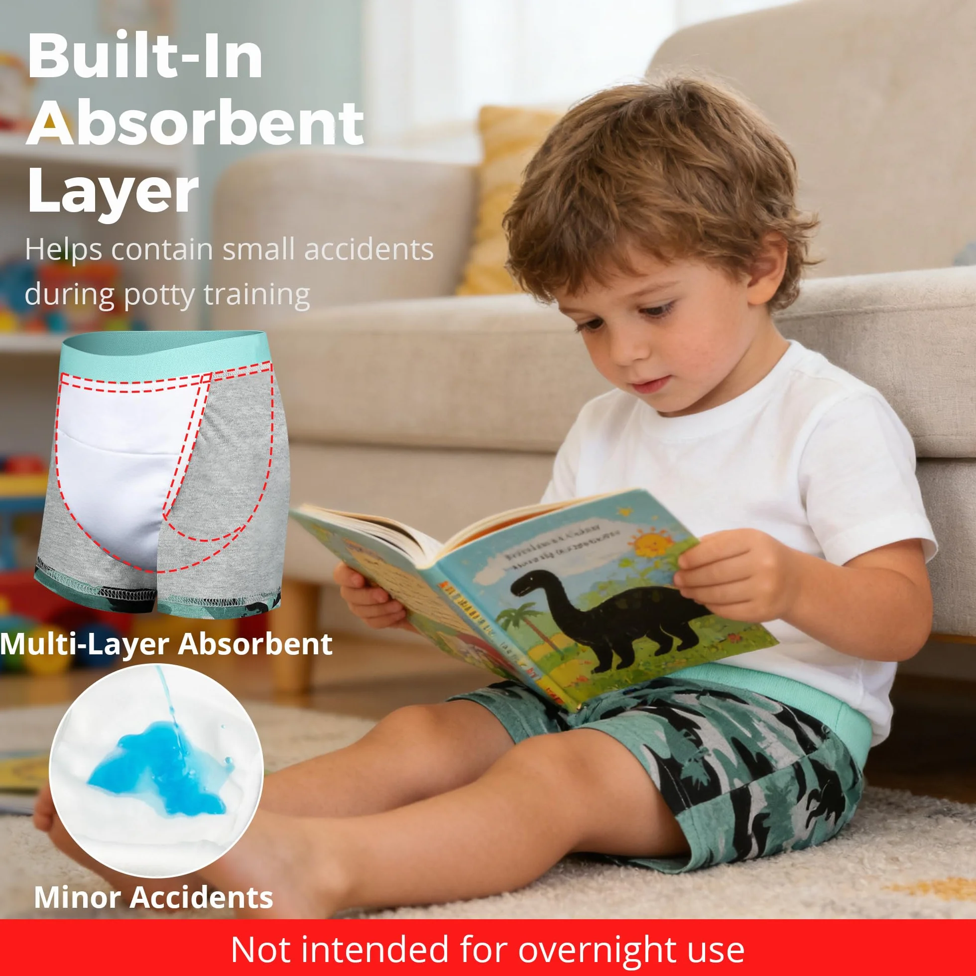 BIG ELEPHANT 6er-Pack Töpfchentraining Unterwäsche für Kleinkinder – 100% Baumwolle Lernhose für Jungen & Mädchen, Waschbare Trainingsunterhose im Boxer-Stil