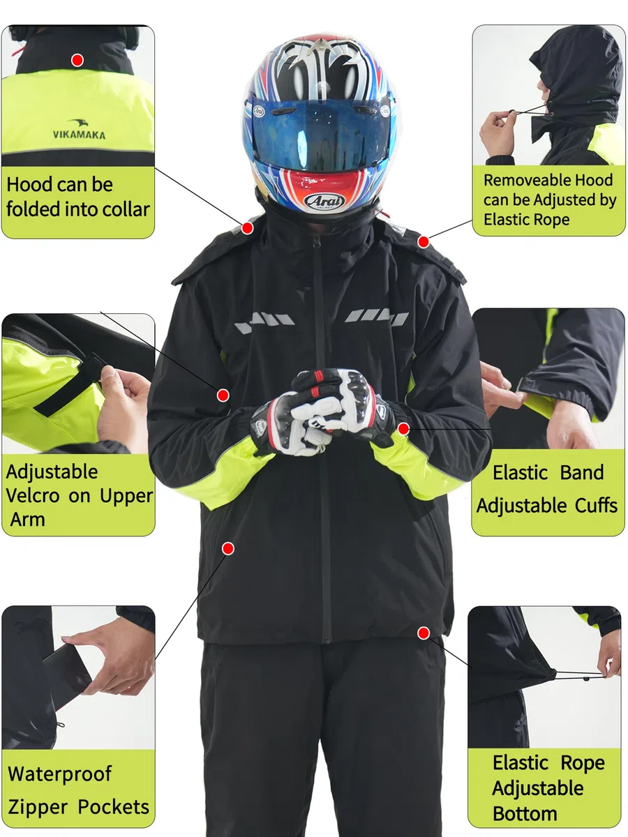 Regenanzug für Herren und Damen, wasserdichte Regenjacke für Motorrad, Golf, Wandern, Radfahren, Regenausrüstung