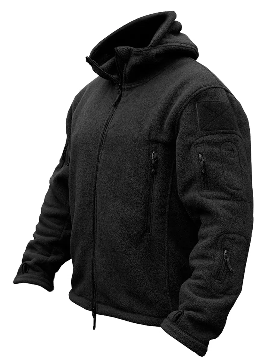 TACVASEN Herren Fleecejacke Military Outdoor Winddichte Jacke mit Kapuze