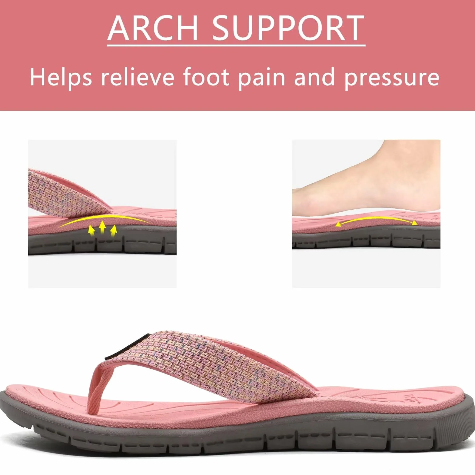 KuaiLu Flip Flops Damen Weich Leder Stoff Badelatschen Yoga Matte Fußbett Sandalen Sommer Strand Zehentrenner Rutschfest Badesandalen Frauen