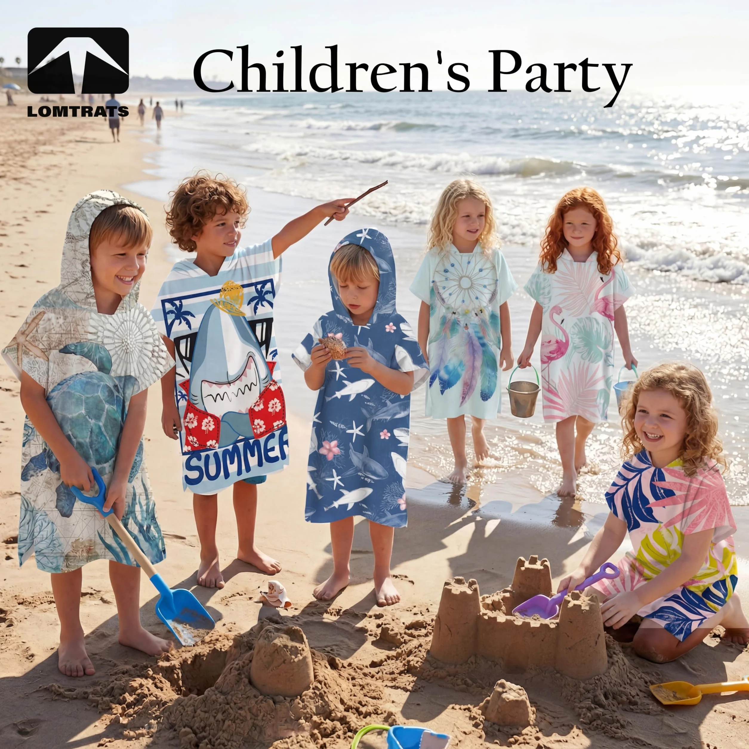 Kinderbademantel, Stoff,schnelltrocknend,Surf-Cape,Wickeltuch,Kapuzenpullover mit Taschen zum Schwimmen,Strand,Surfen,Tauchen,Baden zu Hause