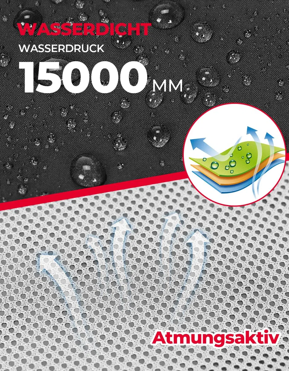 KEMIMOTO Motorrad Regenanzug Herren, 15000MMH₂O Wasserdichter Winddicht Regenmantel, Reflektierender Atmungsaktiv Fahrrad Regenbekleidung, Teilig Regenjacke für Roller Angeln Boot