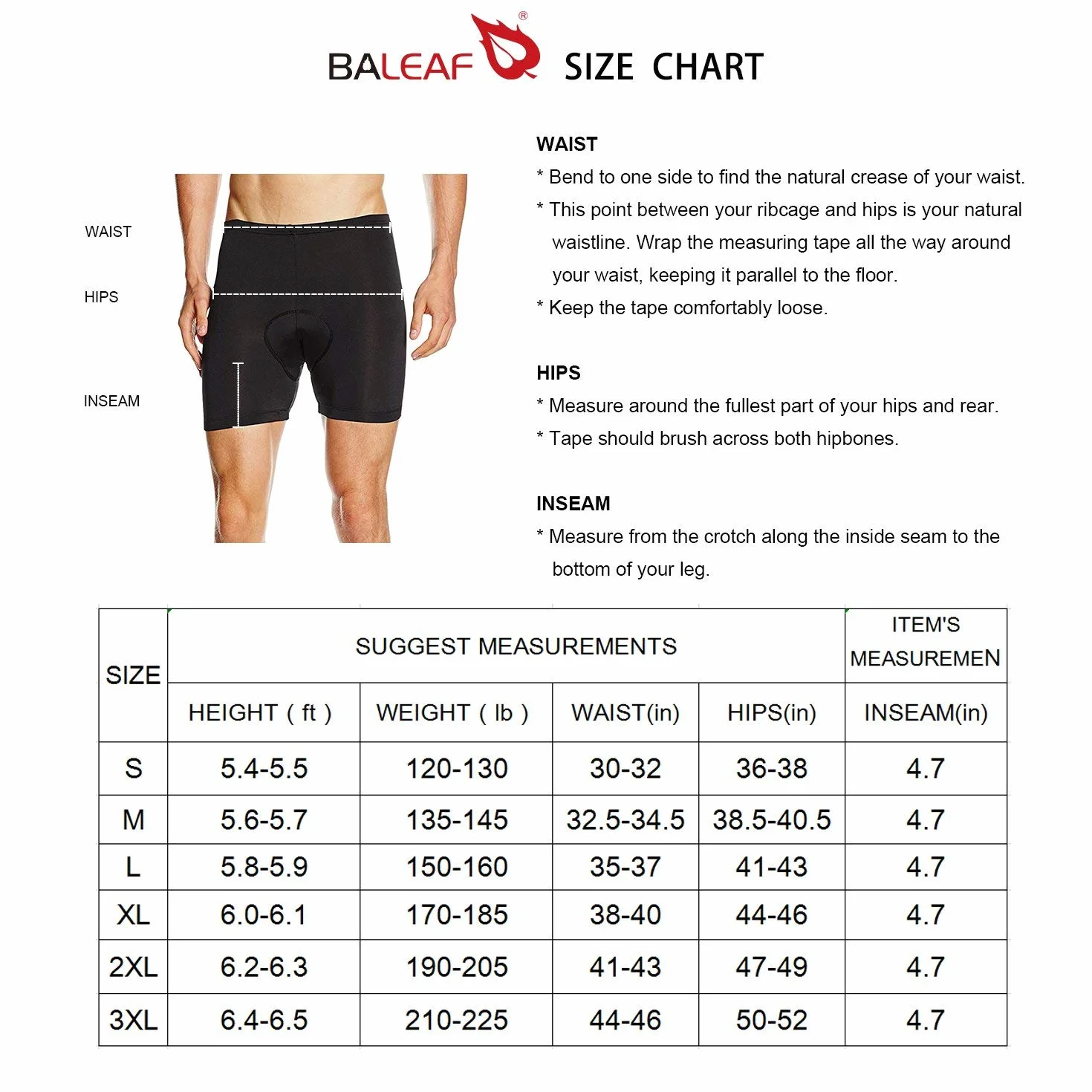 baleaf Fahrradhose Herren Radunterhose Gepolstert Radlerhose Gepolstert Fahrrad Unterhosen Radhose Kurz Radlerunterhose Fahrradunterwäsche Fahrradbekleidung