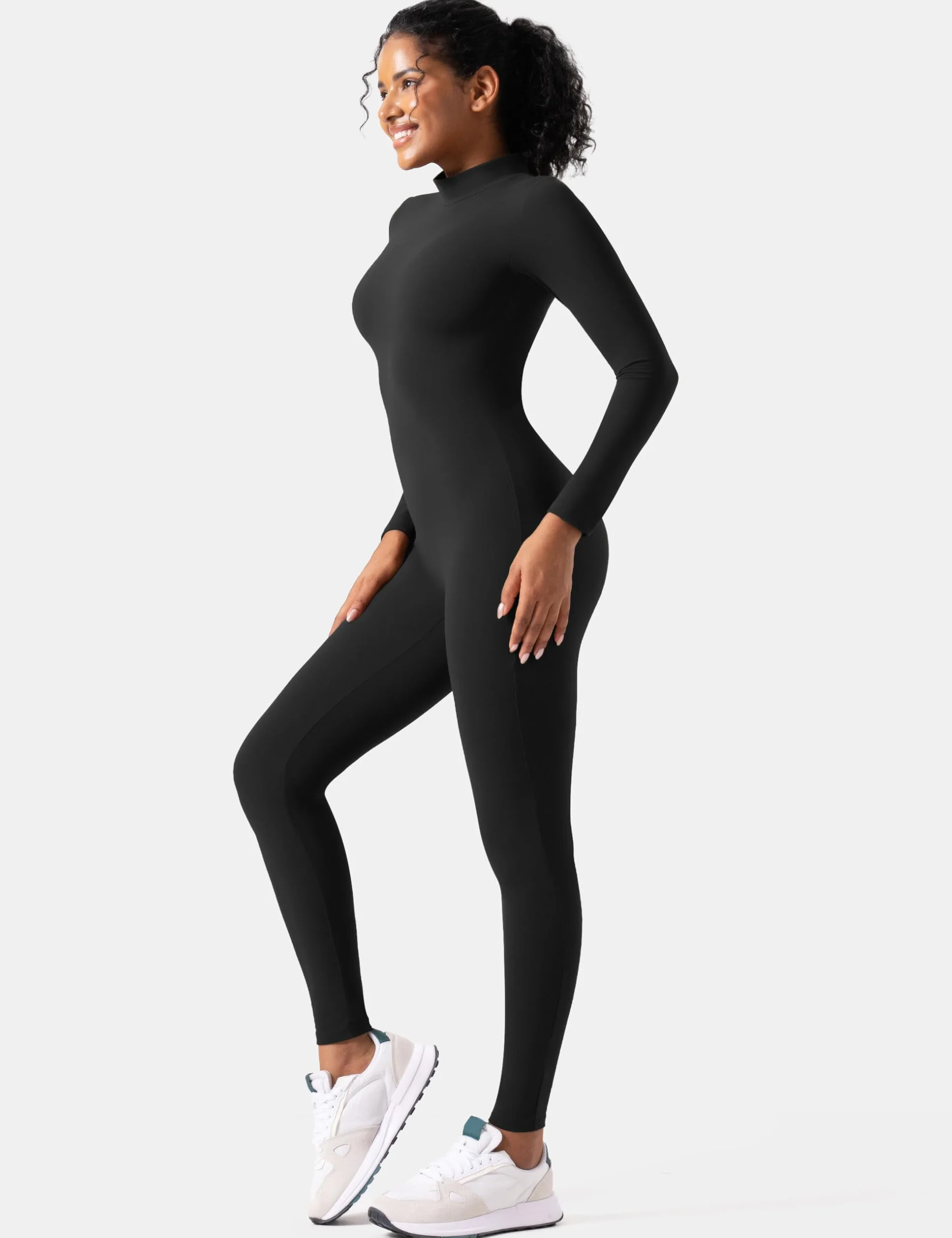 speerise Einteiler für Erwachsene, hoher Halsausschnitt, Reißverschluss, Ganzkörperanzug, Bodycon, Jumpsuit für Damen