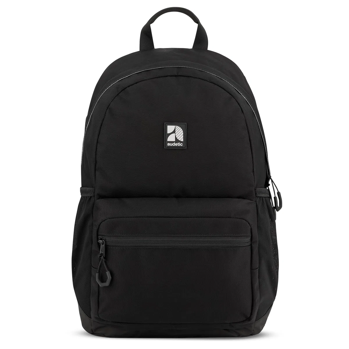 AUDETIC Schulrucksack Mädchen und Jungen Teenager Schwarz - Flex - Rucksack Damen & Herren mit 16 Zoll Laptop Fach für Schule & Freizeit - Wasserabweisend