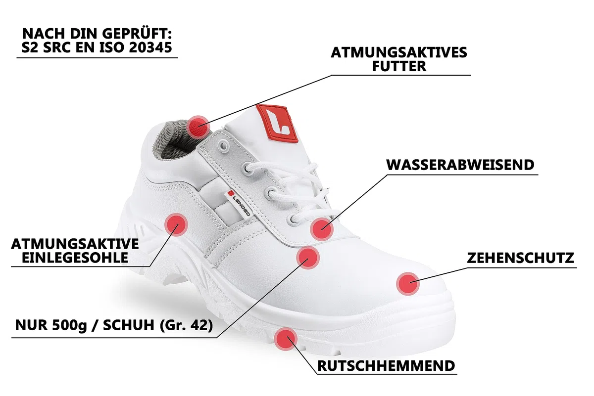 Twist S2 flach weiß Sicherheitsschuhe Arbeitsschuhe Kochschuhe